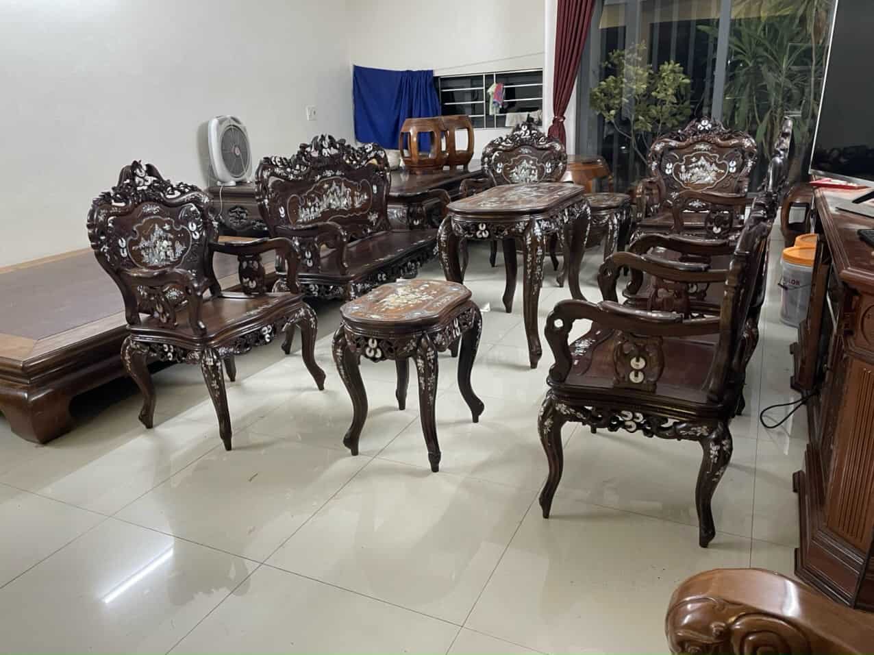 Bộ bàn ghế gỗ Louis  kiểu Pháp